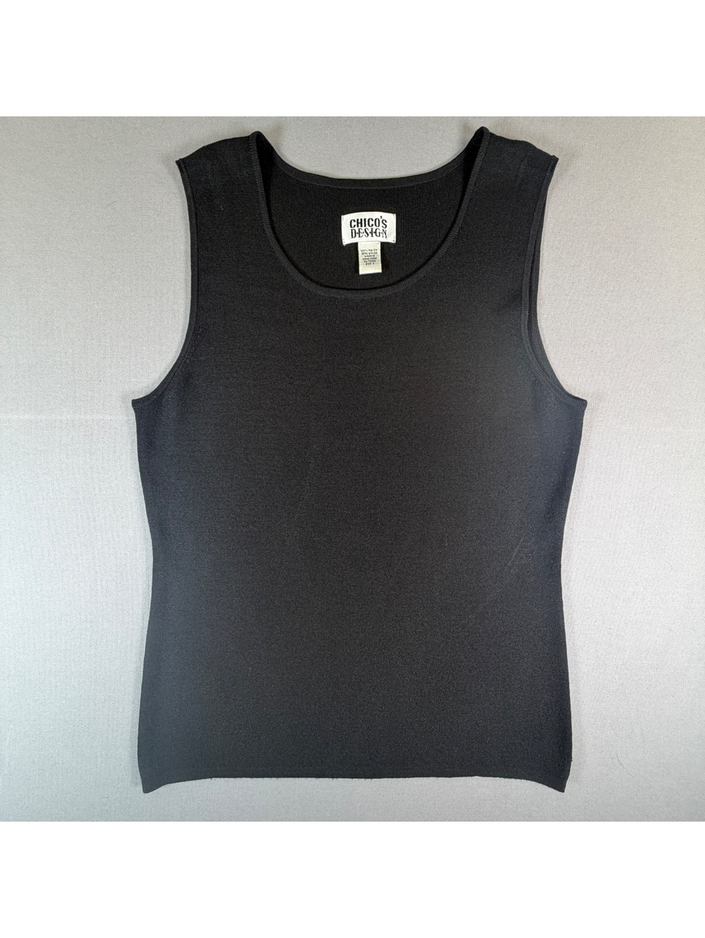Chicos Design 2 Womens L Black Knit Tank Top Sleeveless Sweater Pullover